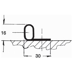 P Section - Extruded Rubber - 16mm x 30mm
