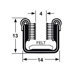 Glass Channel - Felt-Lined - Punched Steel Base - 13mm x 14mm x 4mm