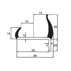 Durometer - J Seal - 33mm - Dark Grey - 3m Length