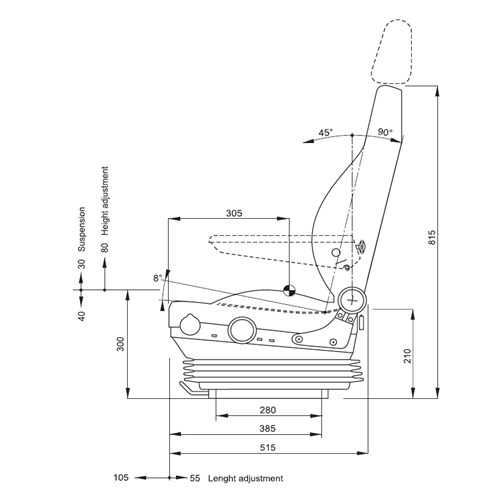 SEAT- 93 MECH SUSP - 2PT S/BEL