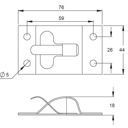 Door Hold Back Catch Plate - 44 x 76mm - Zinc Plated