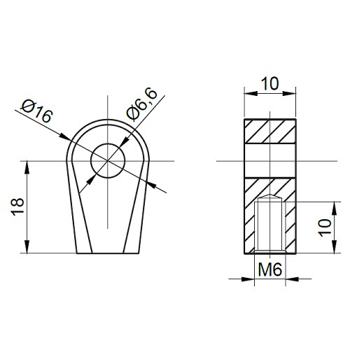 EYELET 6MM X 18MM X 6MM SHAFT