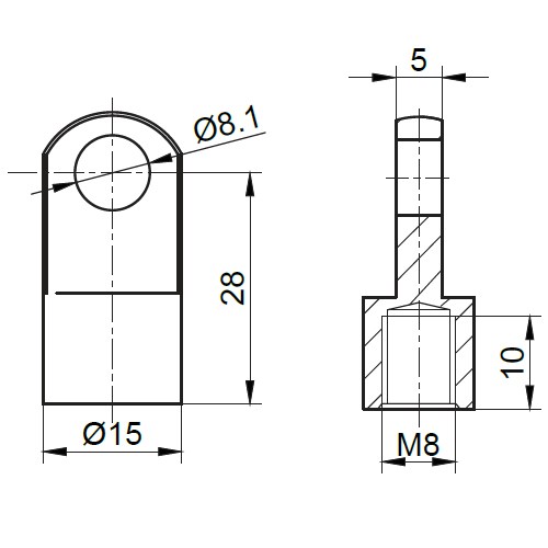 EYELET 8MM X 28MM X 8MM SHAFT