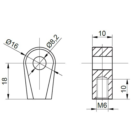 EYELET 8MM X 18MM X 6MM SHAFT