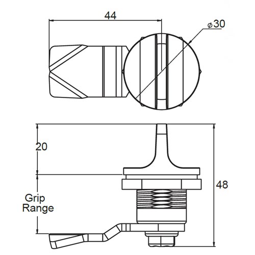 Quarter Turn Latch - 18mm - Wing Head - Chrome