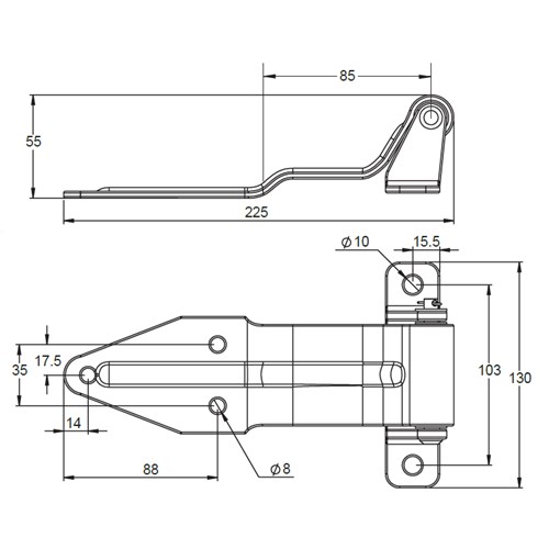 Heavy Duty Truck Door Hinge - 225mm - Bolt On - Zinc Plated