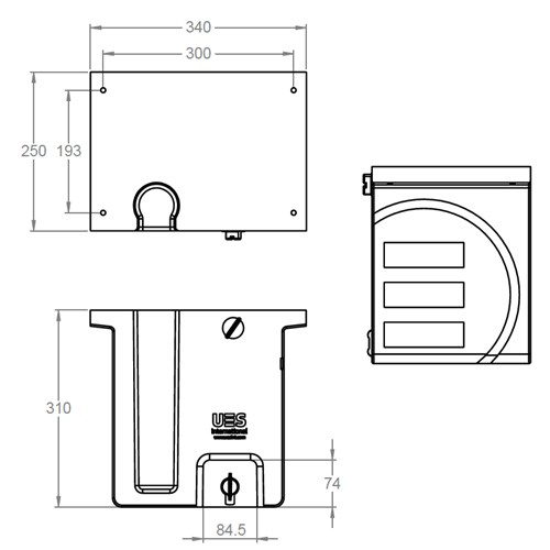 UES Water Tank - 15L - Square W/ Soap Dispenser - Black Polyethylene