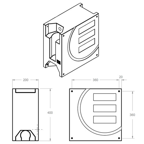UES Water Tank - 23L - Rectangle W/ Soap Dispenser - Black Polyethylene