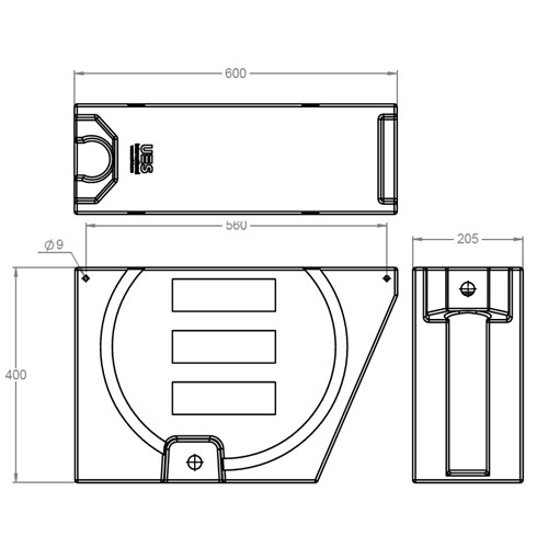 UES Water Tank - 30L - Angled W/ Soap Dispenser - Black Polyethylene