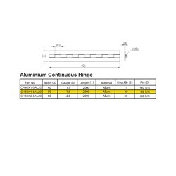 Continuous Hinge - 50 x 1.5 x 2000mm - Aluminium