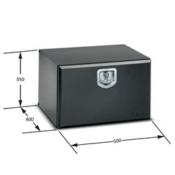 Bawer - Black Powder Coated Toolbox - 500L x 350H x 400D