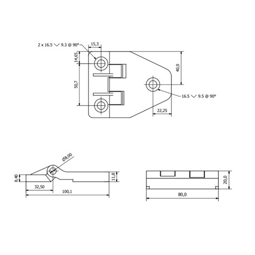 REINFORCED PLASTIC HINGE. ZINC