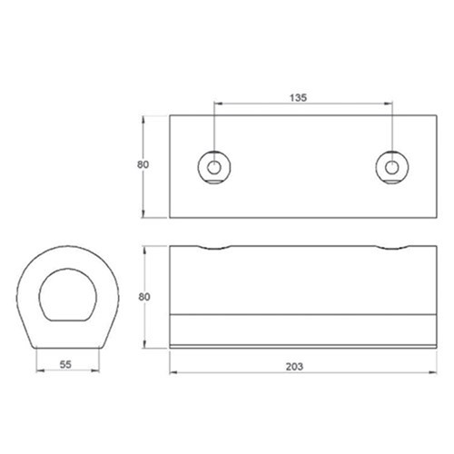 Bolt-On Rubber Buffer - Black - 203x80x80