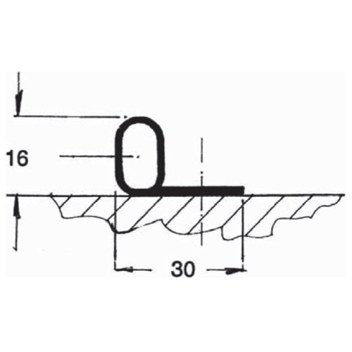 P Section - Extruded Rubber - 16mm x 30mm