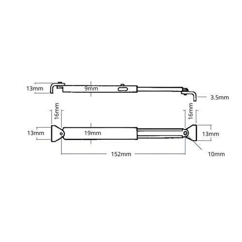 Telescopic Support Stay 152mm - 239mm 2 Brackets