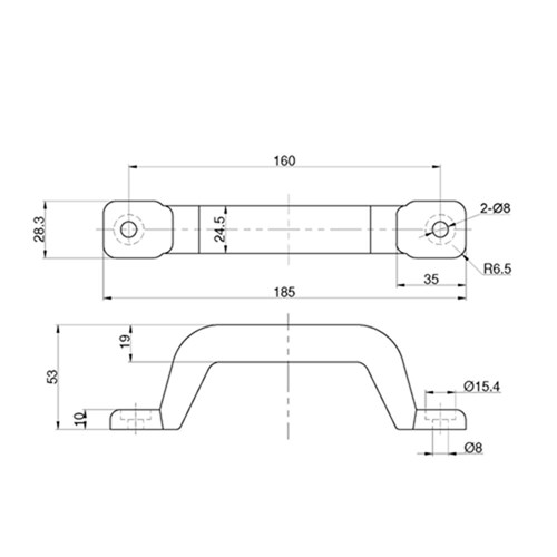 Moulded Grab Handle - 185 x 53mm