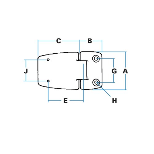 Flat Hinge 180 deg Opening Black Poweredcoated Inc. Srews & Gaskets