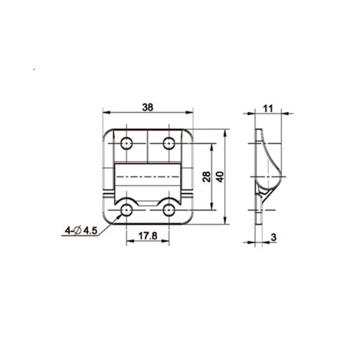 Hinge - Black Powder Coated With 35mm Hole Centres Zero Torque