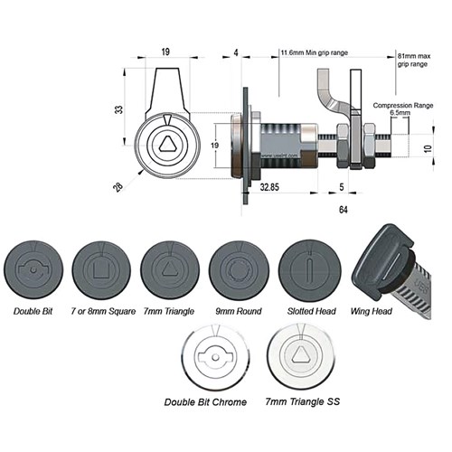Best Tubular Compression Latch - Triangular 7mm Driver - Black | UES ...