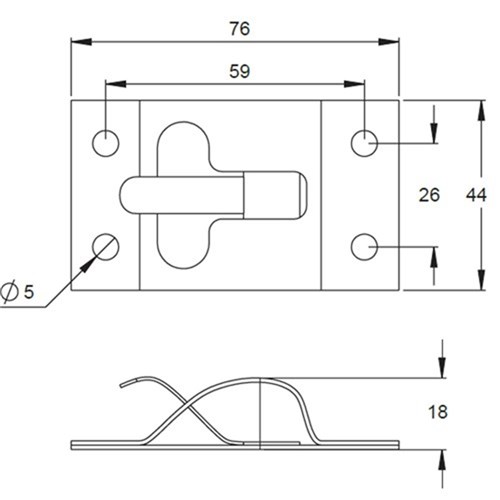 Door Hold Back Catch Plate - 44 x 76mm - Zinc Plated