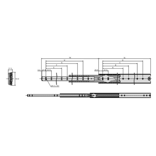 Accuride 100%+ Extension, 30cm PR ZP 100kg Load