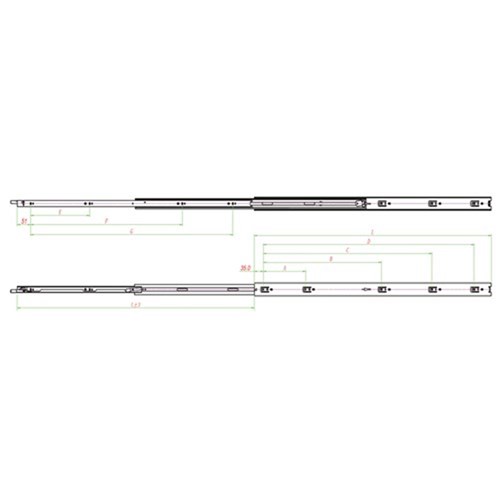 Lockable Light Duty Drawer Slides - 400mm - 45kg