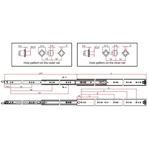 Lockable Medium Duty Drawer Slides - 650mm - 125kg