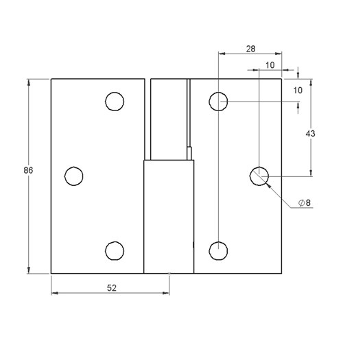 Gate Hinge - Bolt On - 86 x 102mm - Right Hand - Zinc Plated 