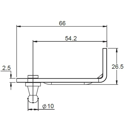 GAS STRUTBRACKET S/S - 66MM X