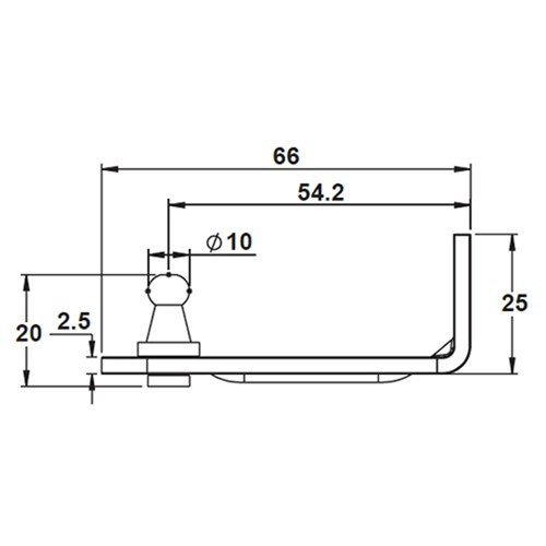 GAS STRUT BRACKET S/S - 66MM X