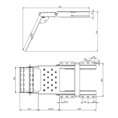 2 Step Folding Pullout Ladder with Platform - Safety Yellow