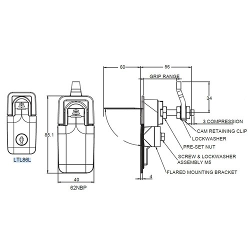 Lift & Turn Latch Small Locking Keyed CH751