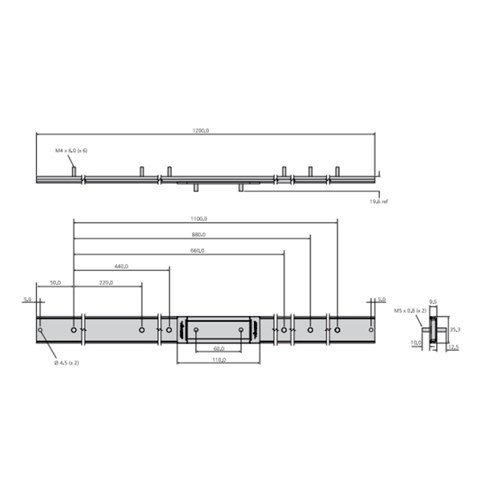 Accuride Linear Motion Track 120cm EA SS 30kg Load