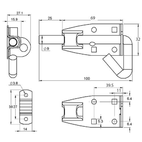 Padbolt 100mm ZP W/Keeper