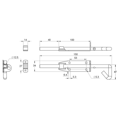 Padbolt 150mm ZP W/ Keeper
