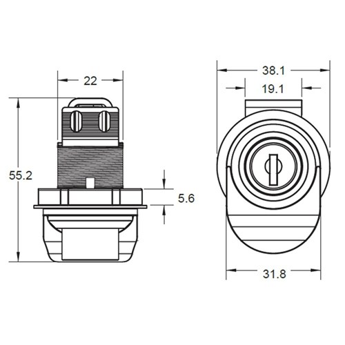 Push Button Latch - 38mm - Non Locking - Black