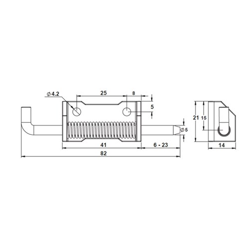 Quick Release Spring Bolt Fastener – 21 x 82mm – Left Hand - Zinc Plated