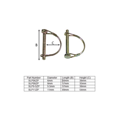 Shaft Locking Pin 6mm Diameter Zinc Plated