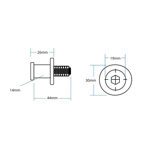 Striker Pin -Pin Head 8mm - He x 4mm Deep thread Form 14 Unc