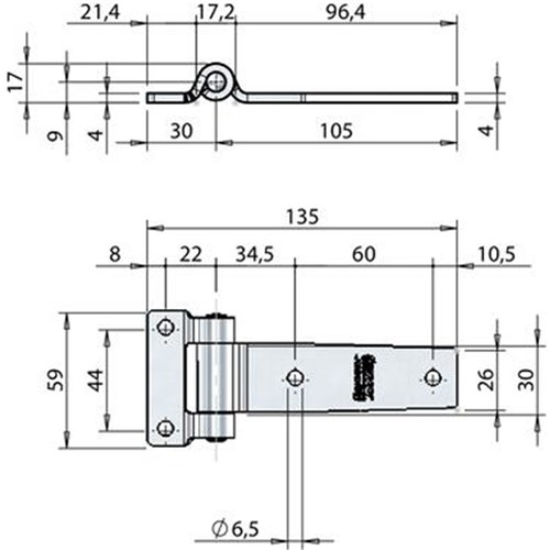 Heavy Duty Truck Door Hinge - 105mm - Bolt On - Stainless Steel