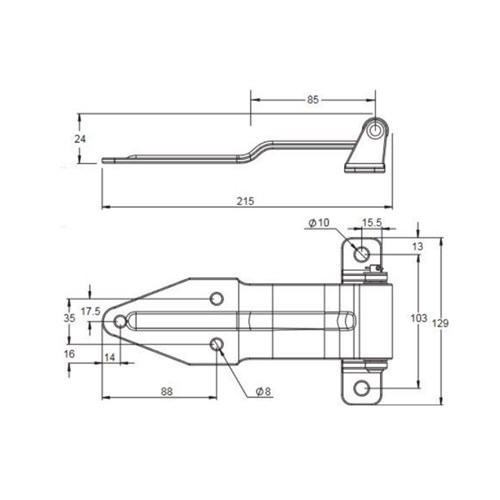 Truck Door Hinge 215mm x 130mmH Zinc Plated Small Offset For Seal