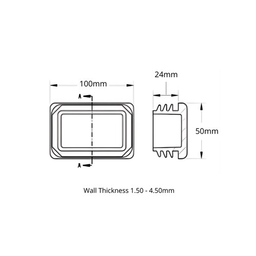 Insert Rectangle Plastic 100m m x 50mm (1.5-4.5mm Wall)