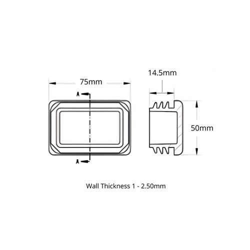 Insert Rectangle Plastic 75mm x 50mm (1-2.5mm Wall)