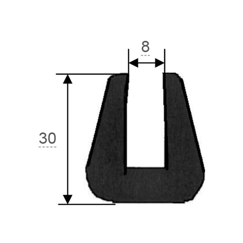Capping Rubber Strip - 8mm Gr Ove x 30mm High