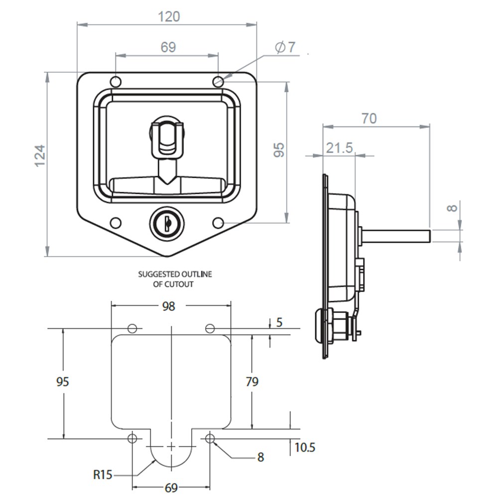 Best Drop T Lock - 8mm Square Shaft - Locking - Stainless Steel | UES ...